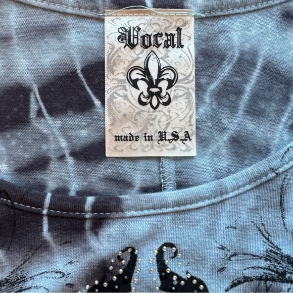 Vocal USA Tie-Dye Rhinestone Cross Top – Size M - Picture 10 of 13